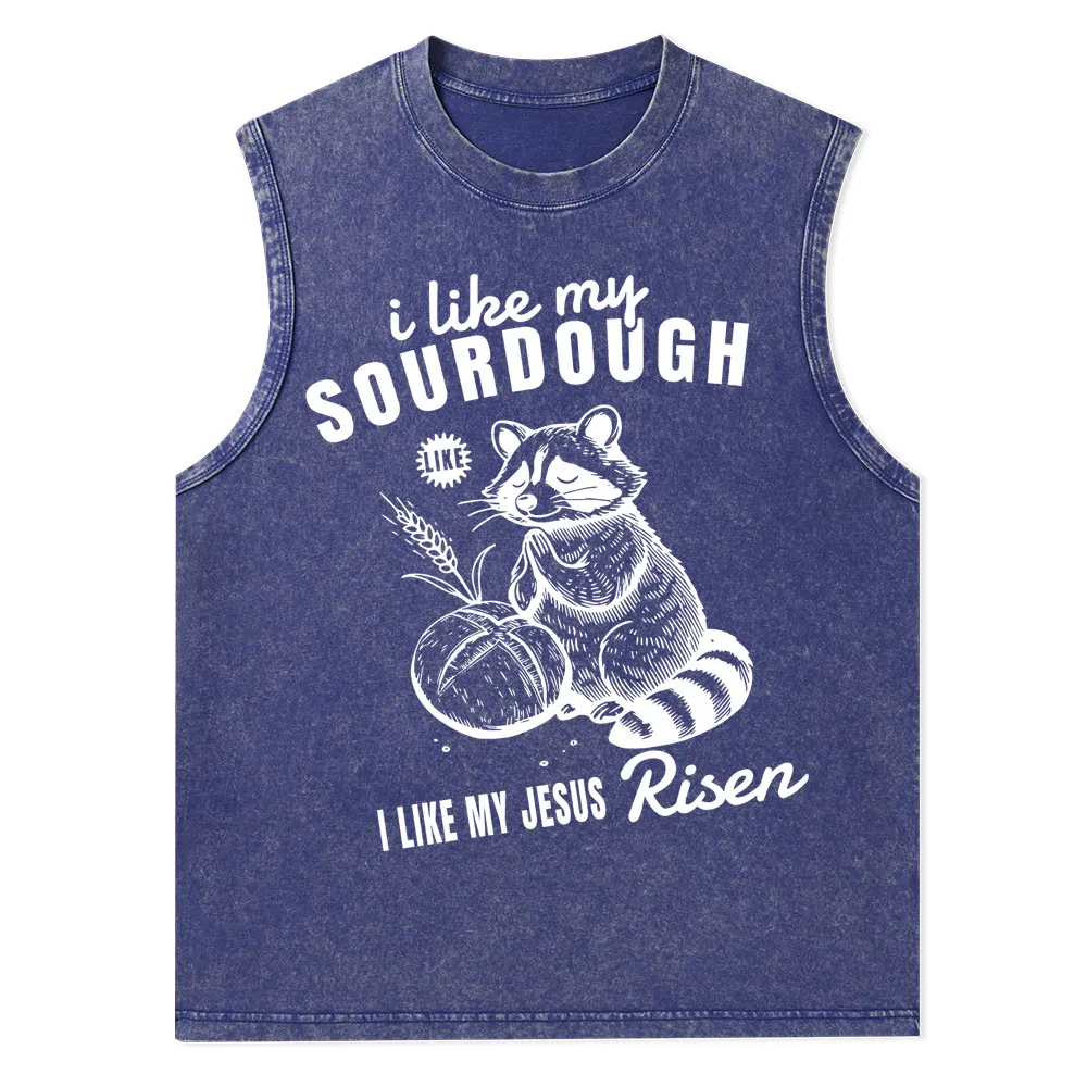 I Like My Jesus Risen Christian Washed Tank Top