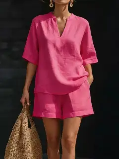 Polished Refined Pocketed Top and Shorts Matching Set