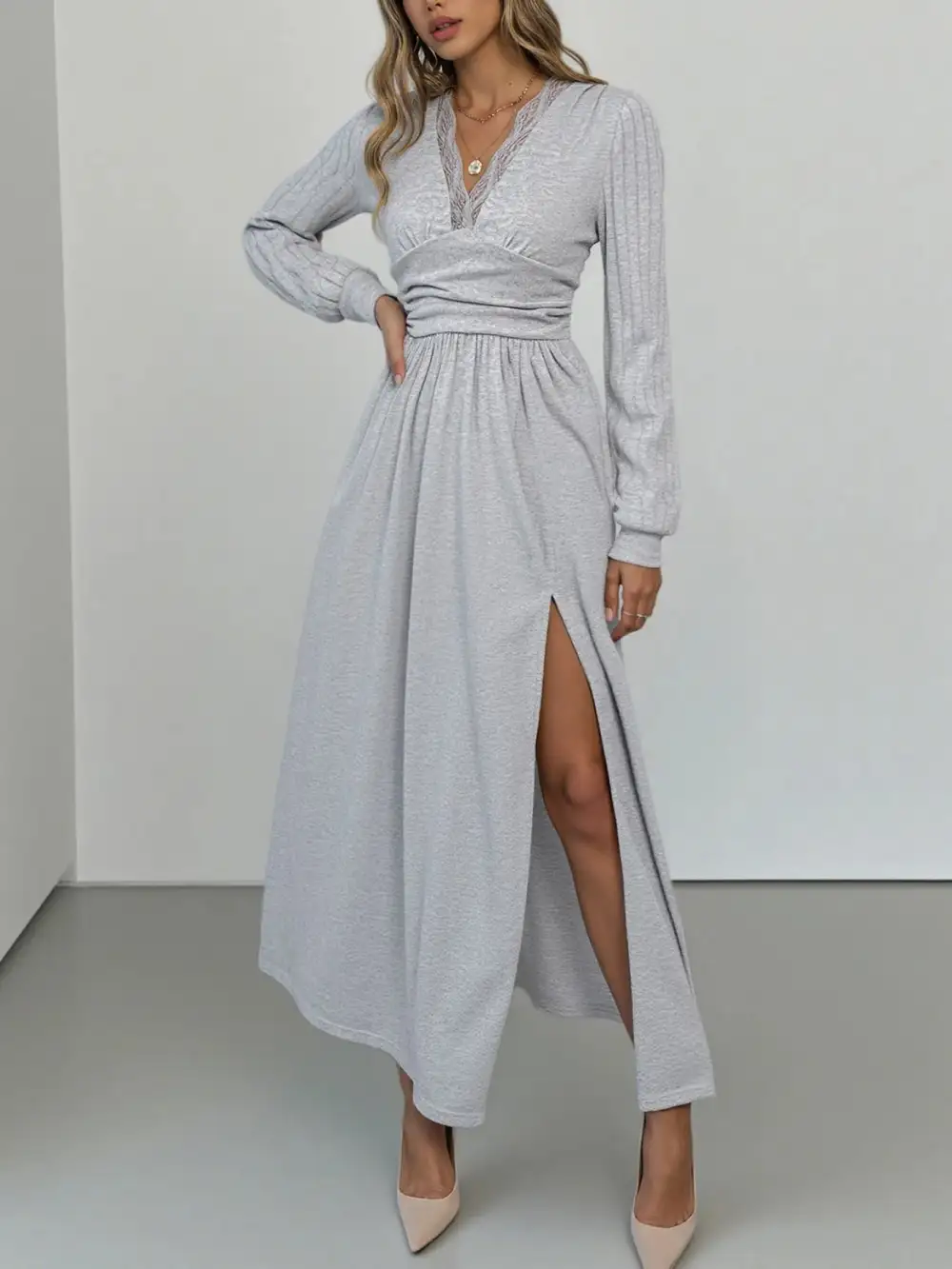 Modern V Neck Maxi Dress