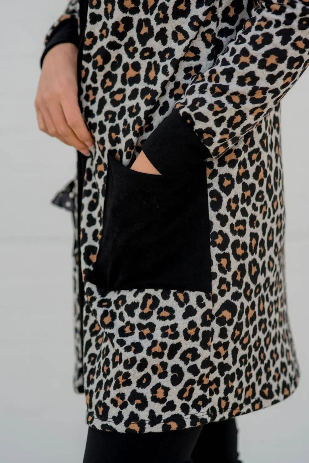 Leopard Pocketed Open Front Cardigan