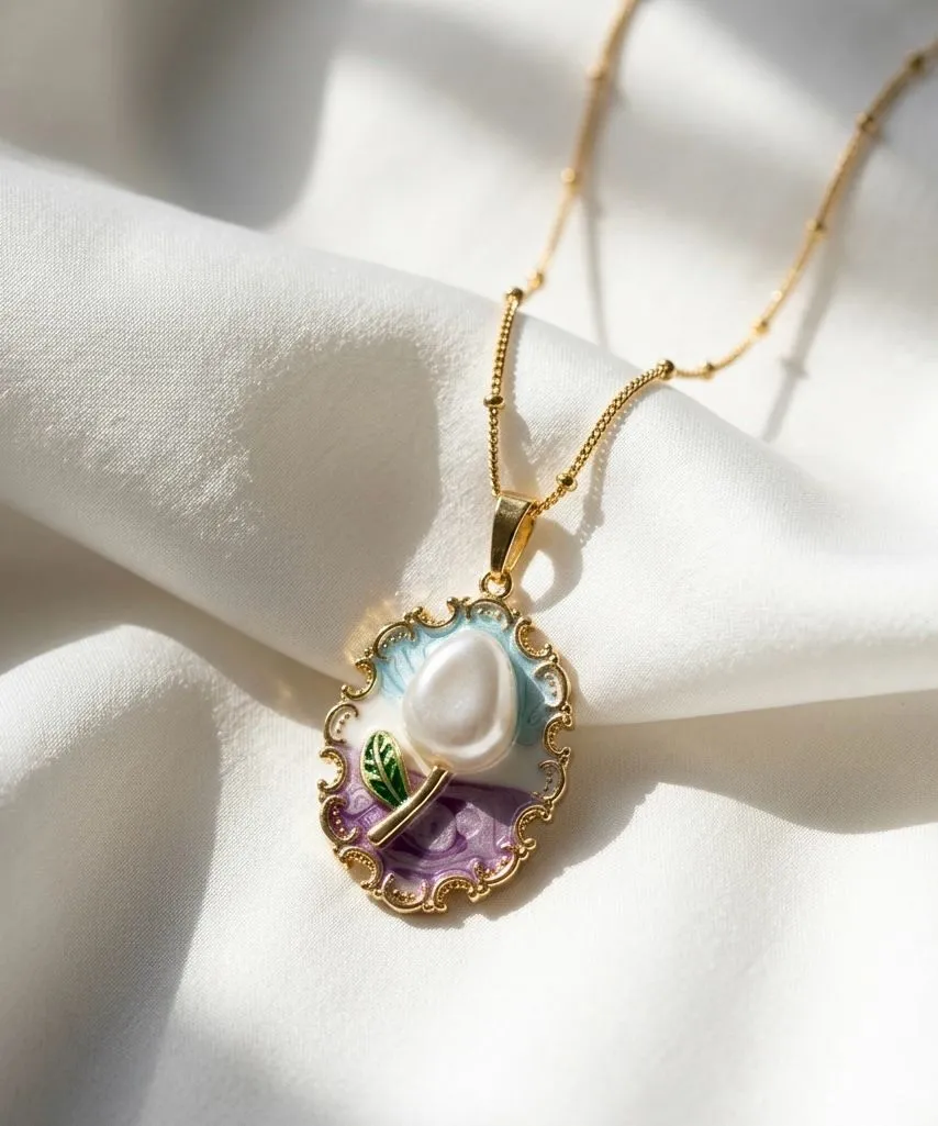 Romantic Stainless Steel Pearl Floral Fashion Necklace