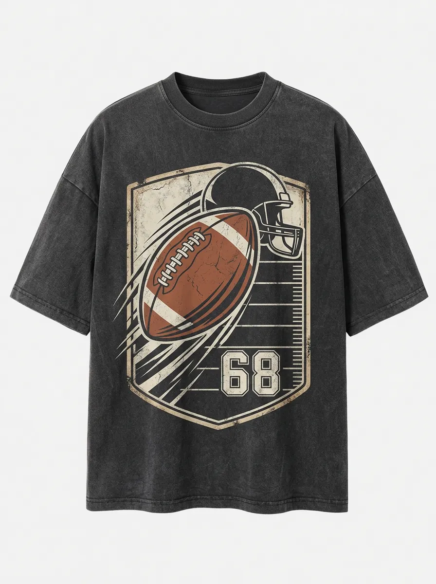 Men's American Football Fan 68 Helmet Ball Printed T-shirt