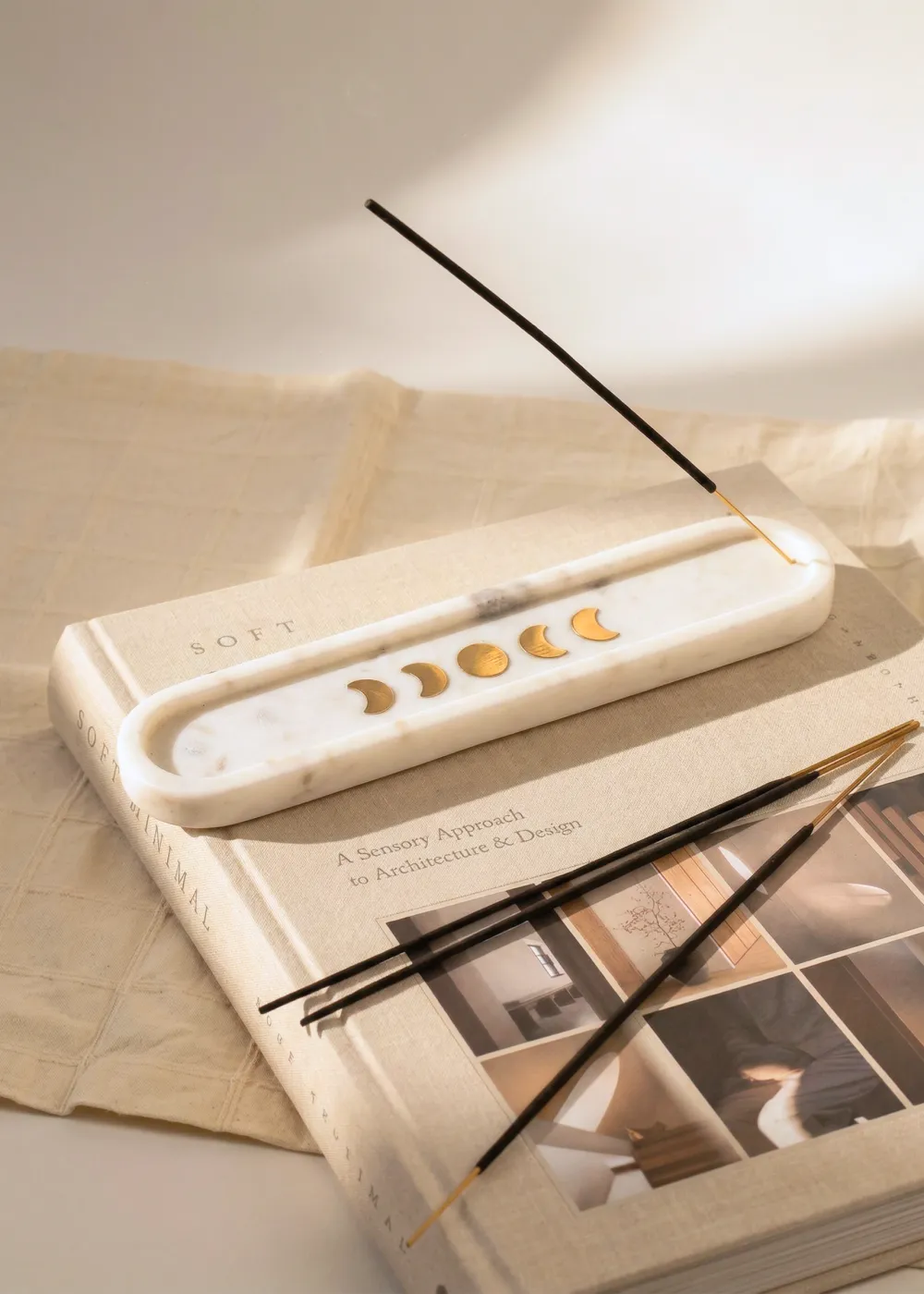 Celestial Marble Incense Holder White