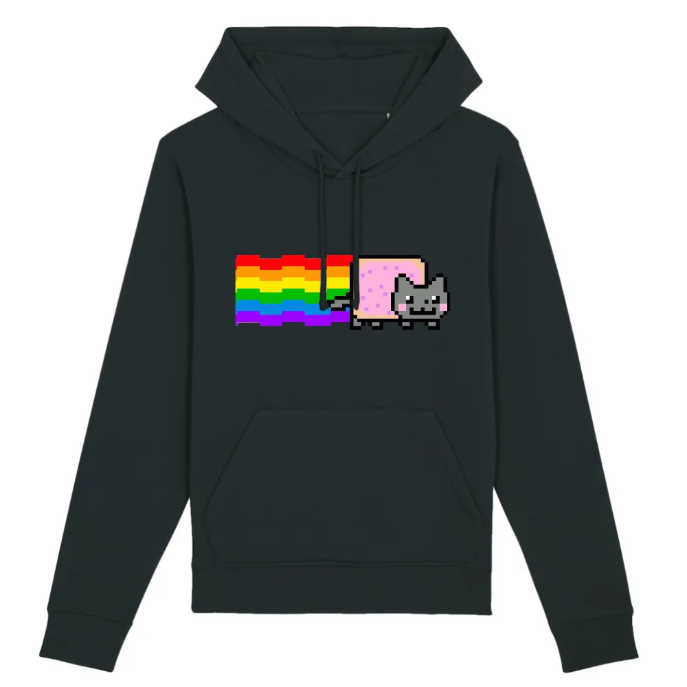 Pixel Cat Graphic Pullover Hoodie