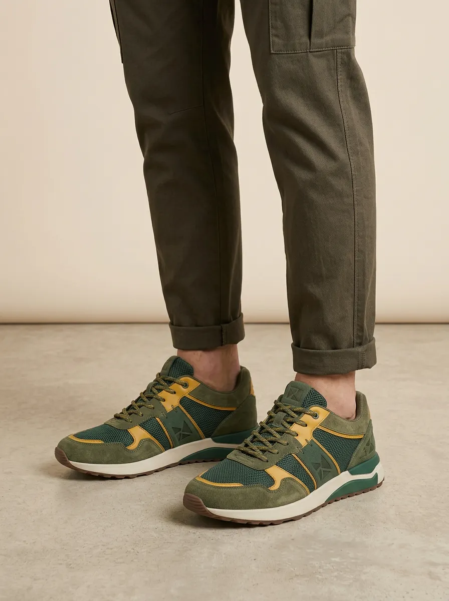 Men's Everyday Outdoor Casual Suede Mesh Print Sneakers
