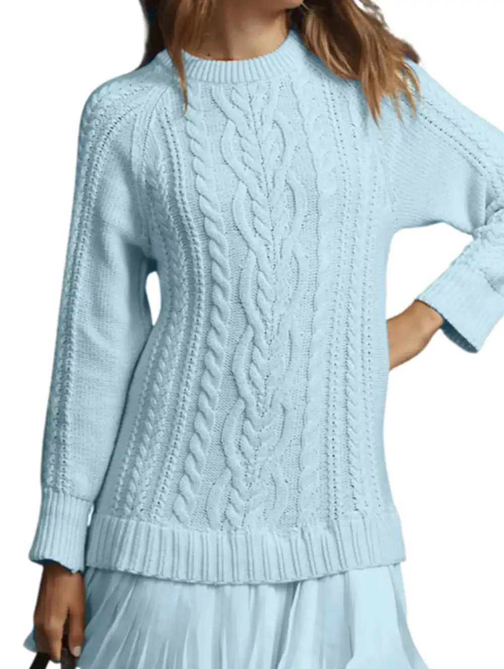 Cable Knit Chiffon Patchwork Mini Dress