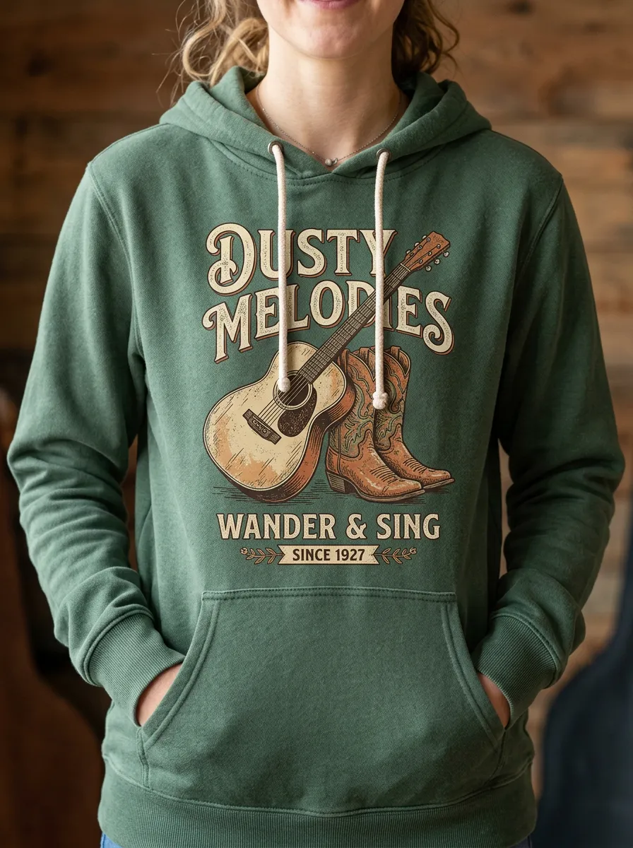 Guitar Cowboy-Boot Women's Country Music Printed Hoodie