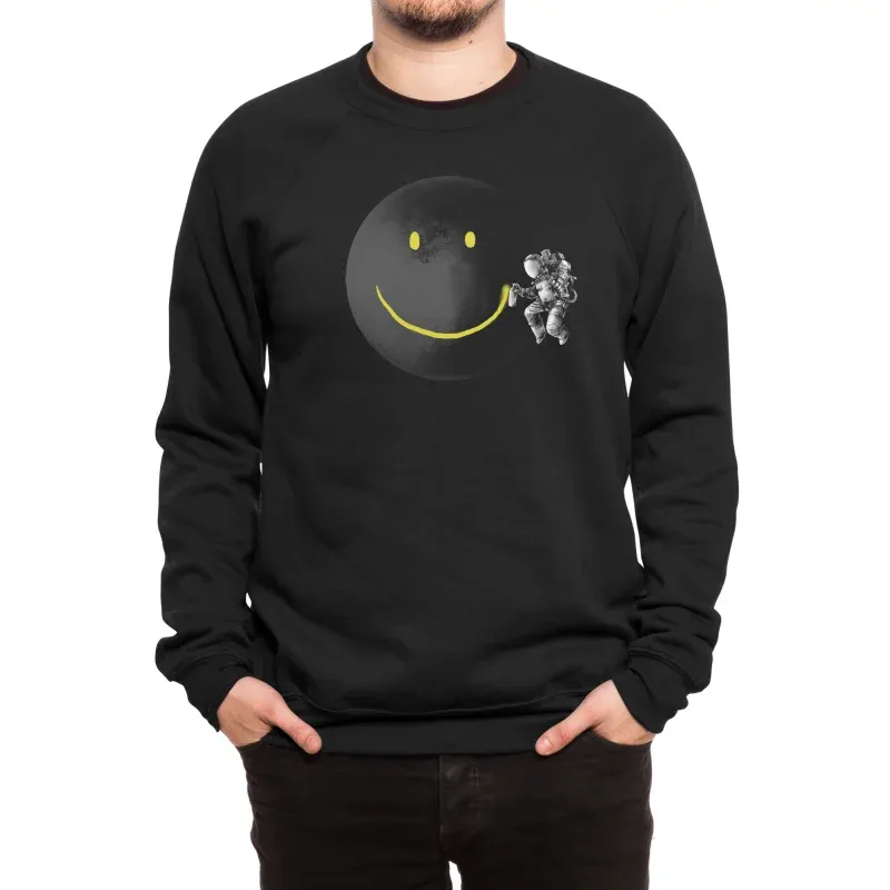 Astronaut Painting Smiley Moon Sweatshirt
