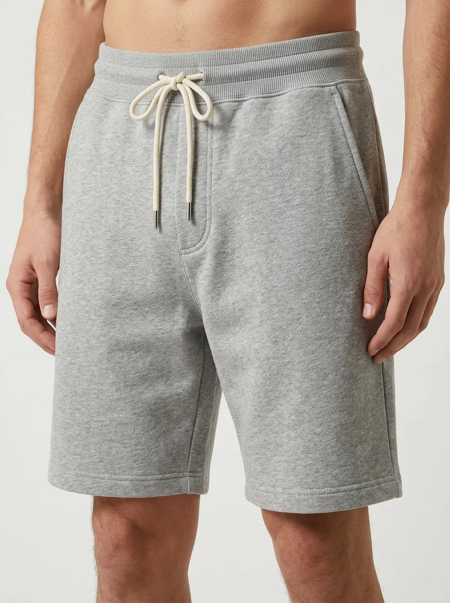 Men's Casual Grey Drawstring Cotton Jersey Shorts