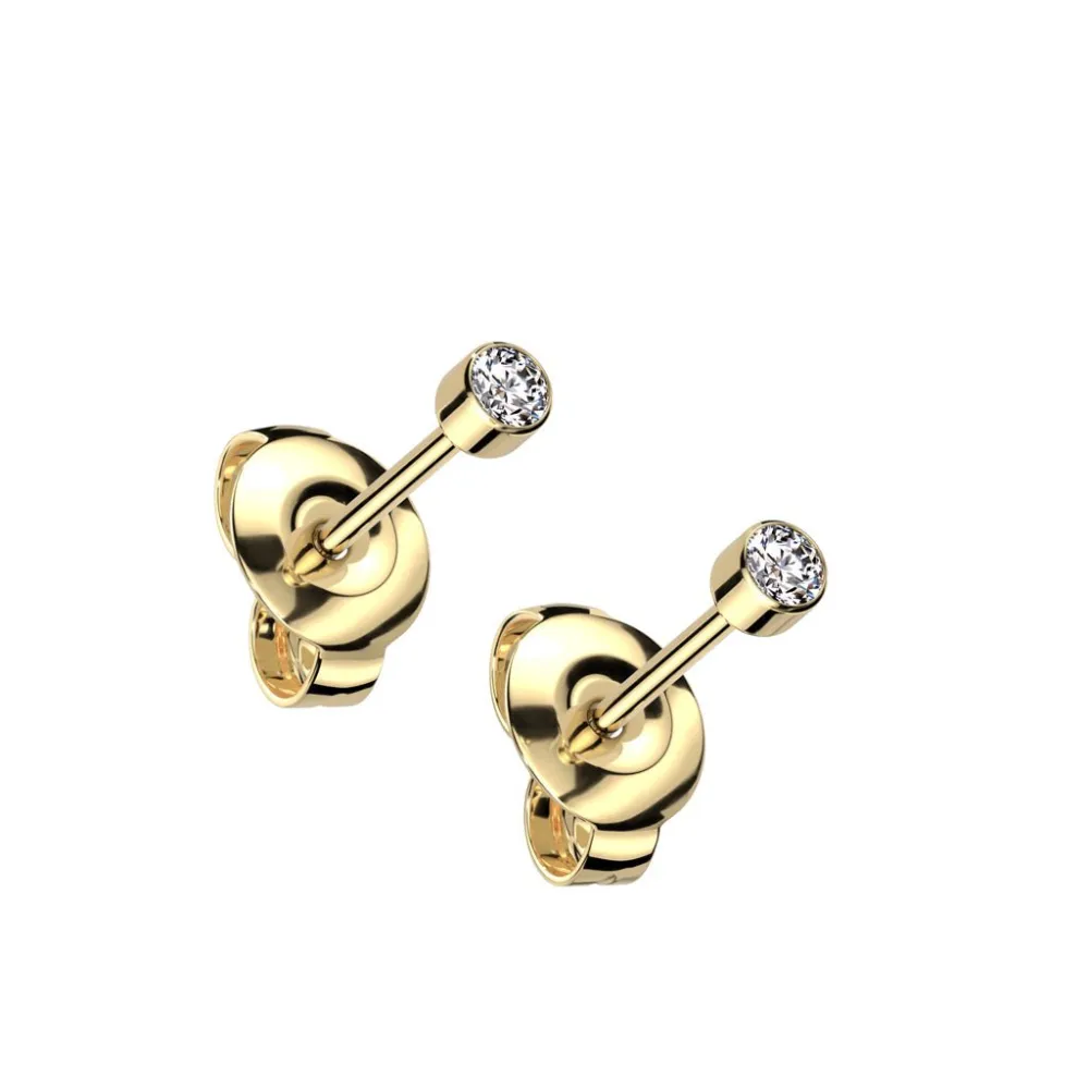 Titanium Cubic Zirconia Ball Stud Earrings
