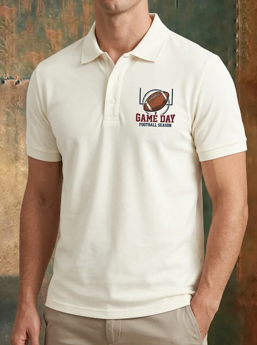 Men's Game Day Football Season Printed Polo Shirt