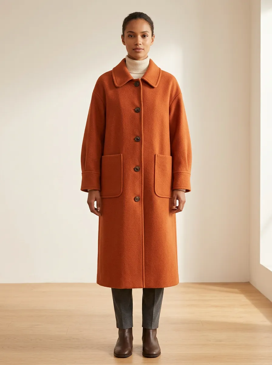 Cozy Wool-Blend Longline Outerwear Coat