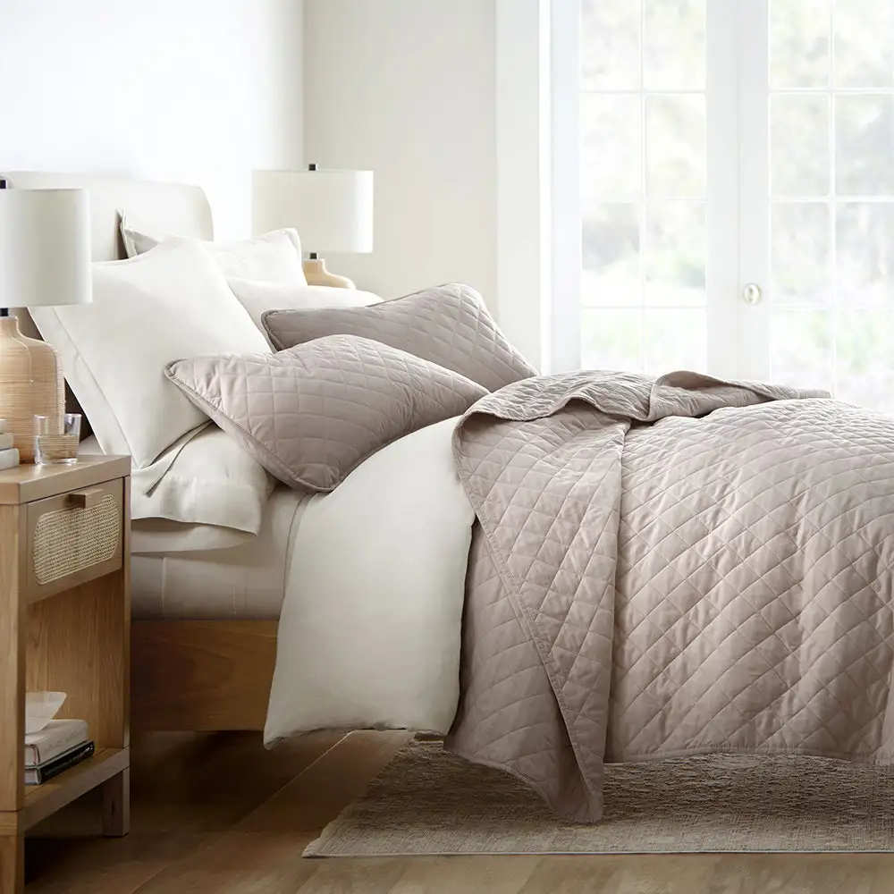 Diamond Stitch Quilted Coverlet Set