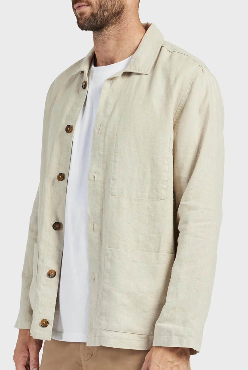 Casual Linen Overshirt- Navy
