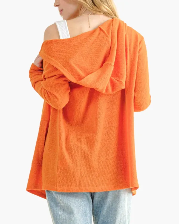 Hooded Open-Front Cardigan