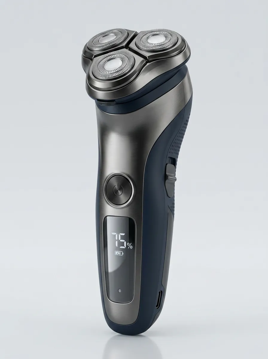 Rotary Triple-Head Digital Display Electric Shaver for Home Grooming