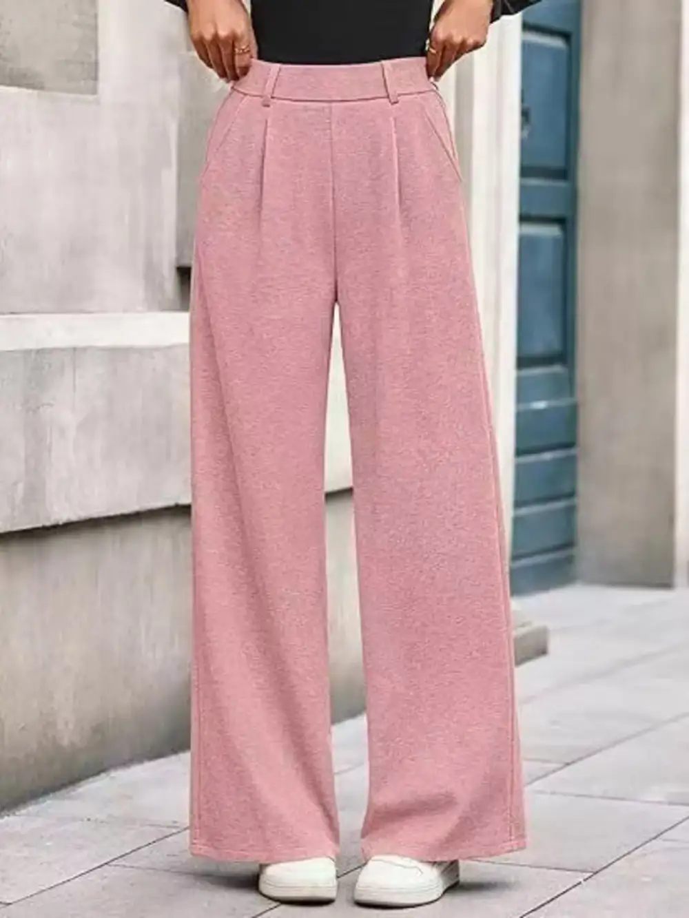 Wide Leg Pocketed Casual Pants