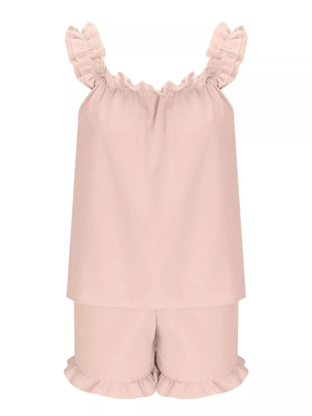 Ruffle Trim Sleeveless Top Shorts Set