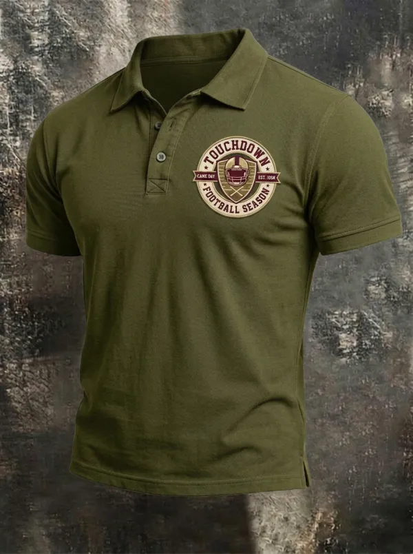 Sideline Football Lover Touchdown Season Graphic Polo Shirt