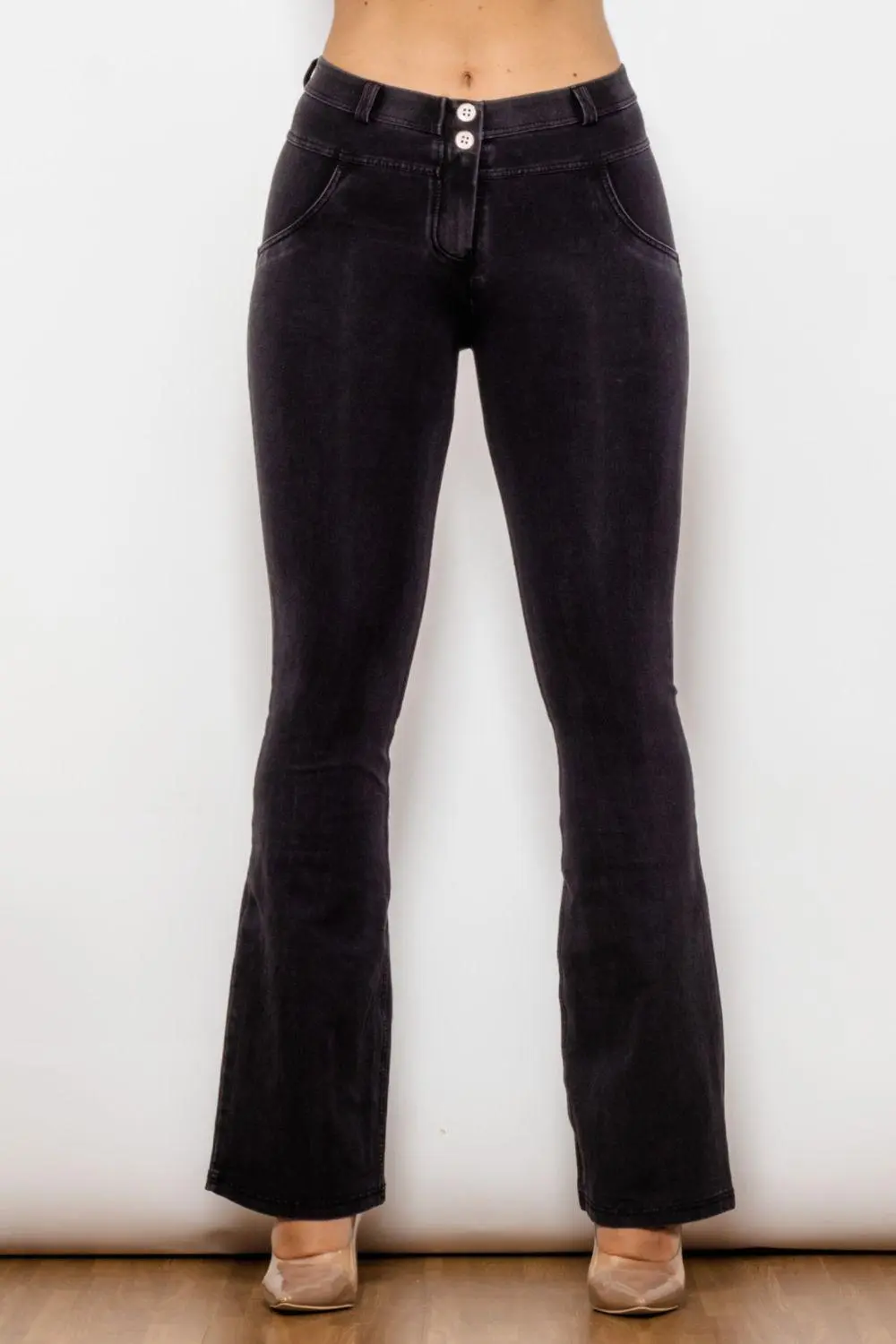 Shascullfites Buttoned Flared Denim Jeans