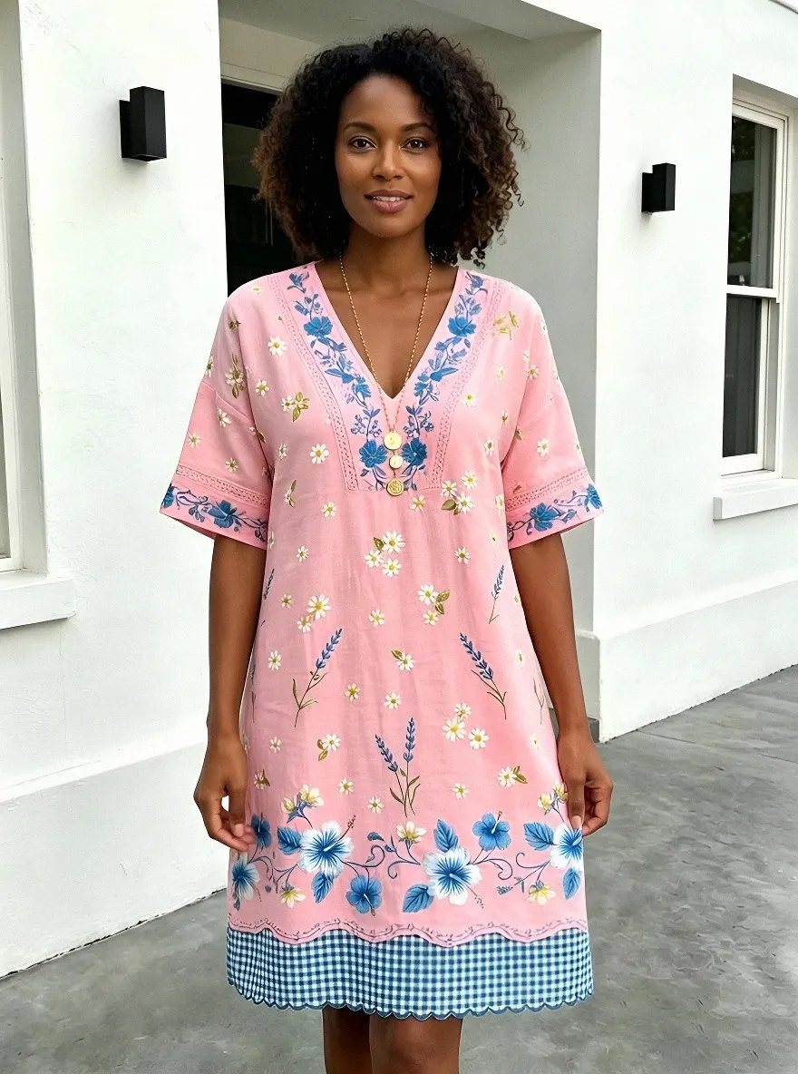 Women's Summer Vacation Daisy Hibiscus Floral Printed Dress