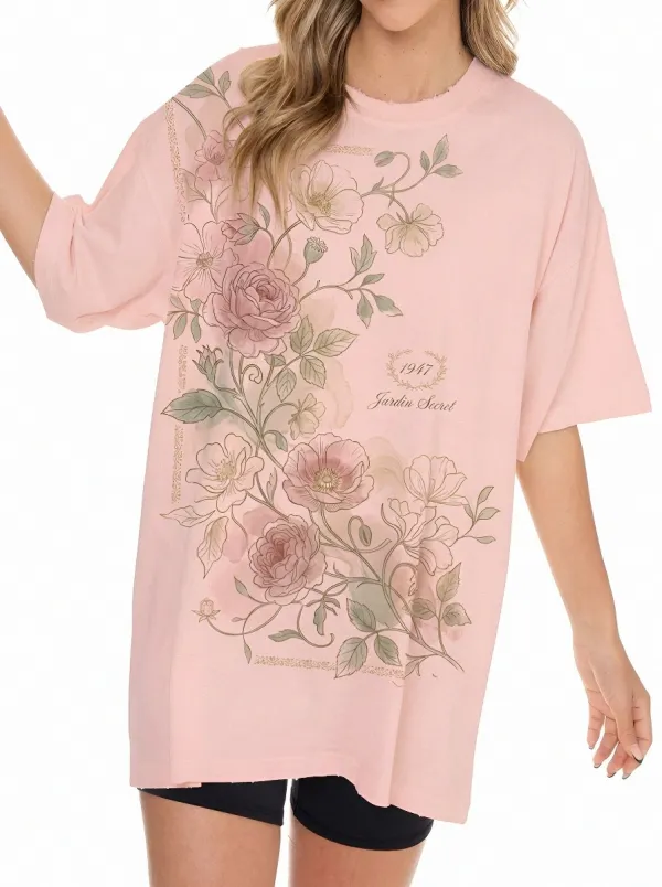 Women's Floral Garden 1947 Jardin Secret Printed T-shirt