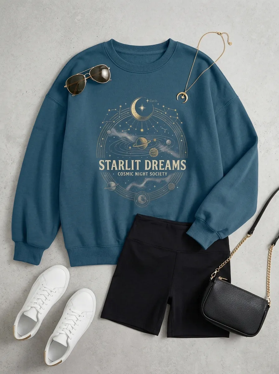 Women's Starlit Dreams Cosmic Night Society Printed T-shirt