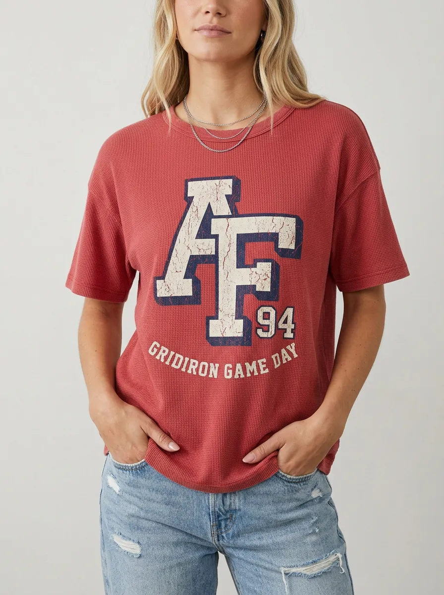 Women's Football Fan AF 94 Gridiron Game Day Printed T-shirt