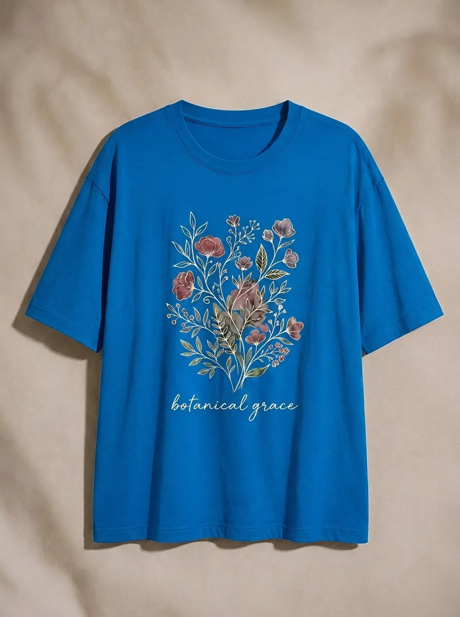 Women's Botanical Grace Floral Bouquet Printed T-shirt