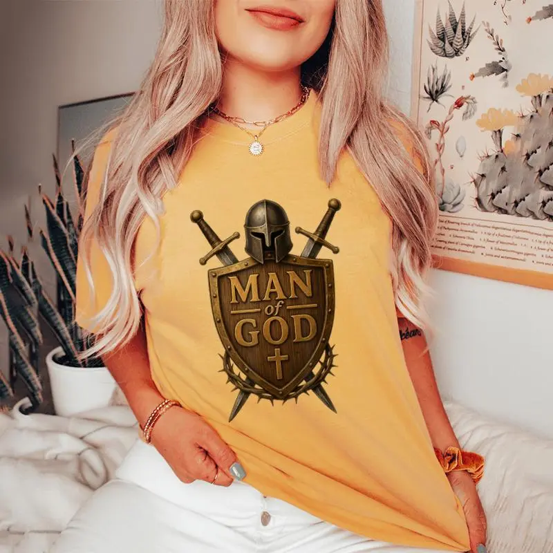 Faithful Warrior Man Of God Christian Knight Armor Dad Women's Oversized Comfort T-Shirt