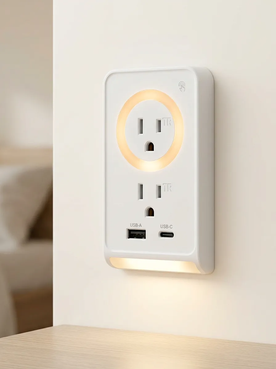 Touch Sensor Warm Light USB Printed LED Outlet Cover