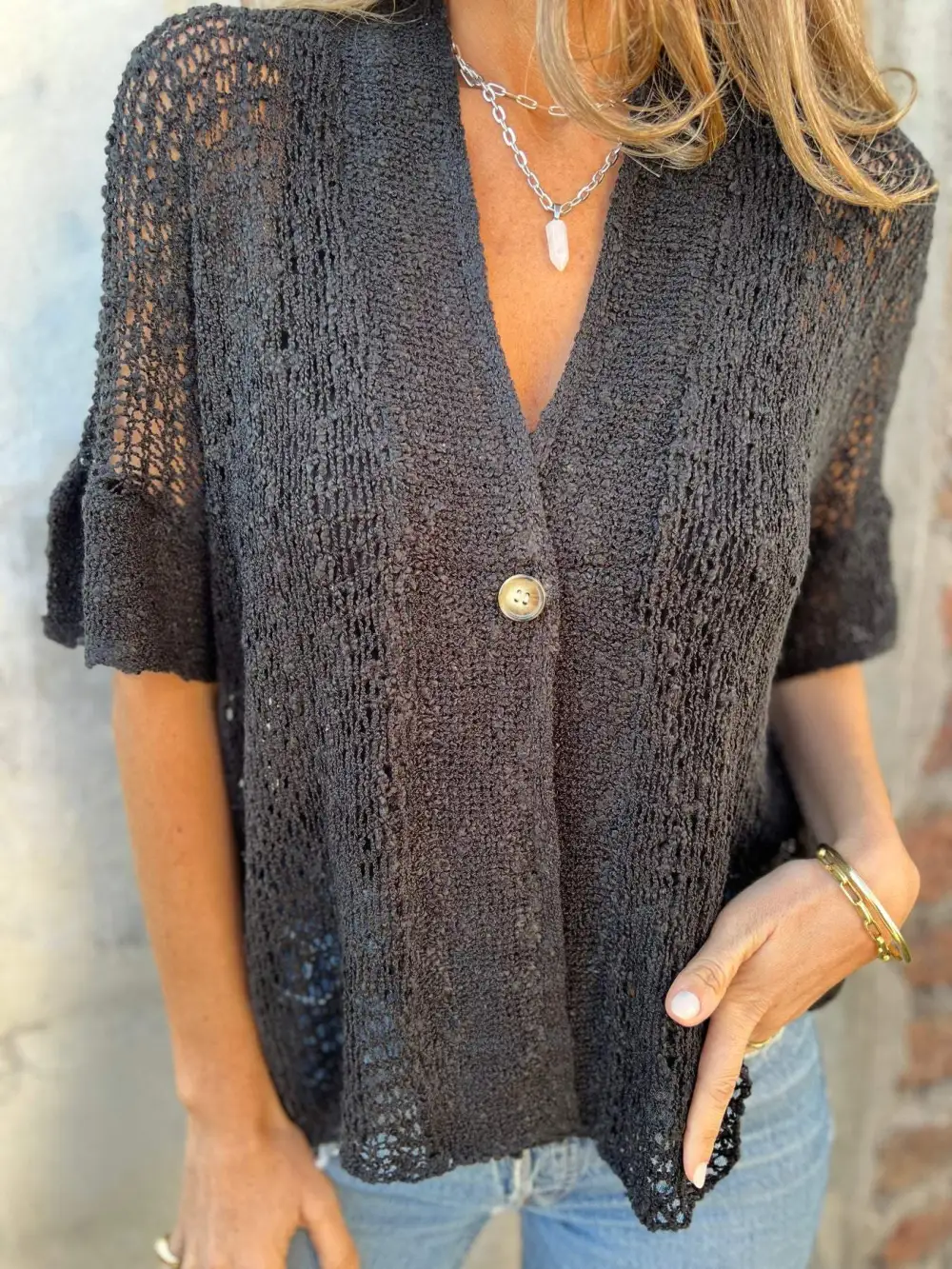 Linen Openwork Cardigan