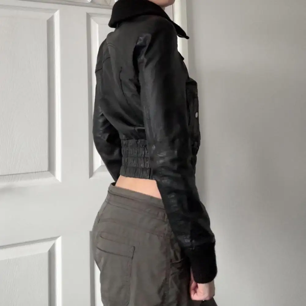 Faux Leather Bomber Jacket