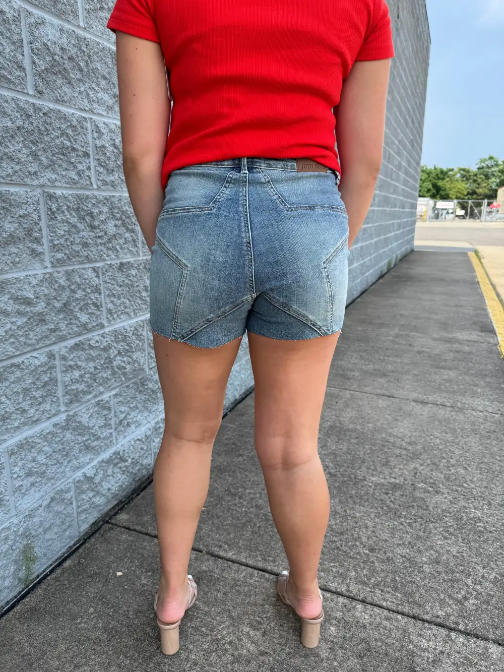 Sequin Star Print High Rise Seamed Shorts