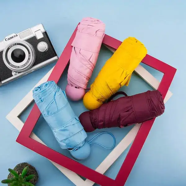 Ultra Mini UV Coated 4-Fold Travel Capsule Umbrella