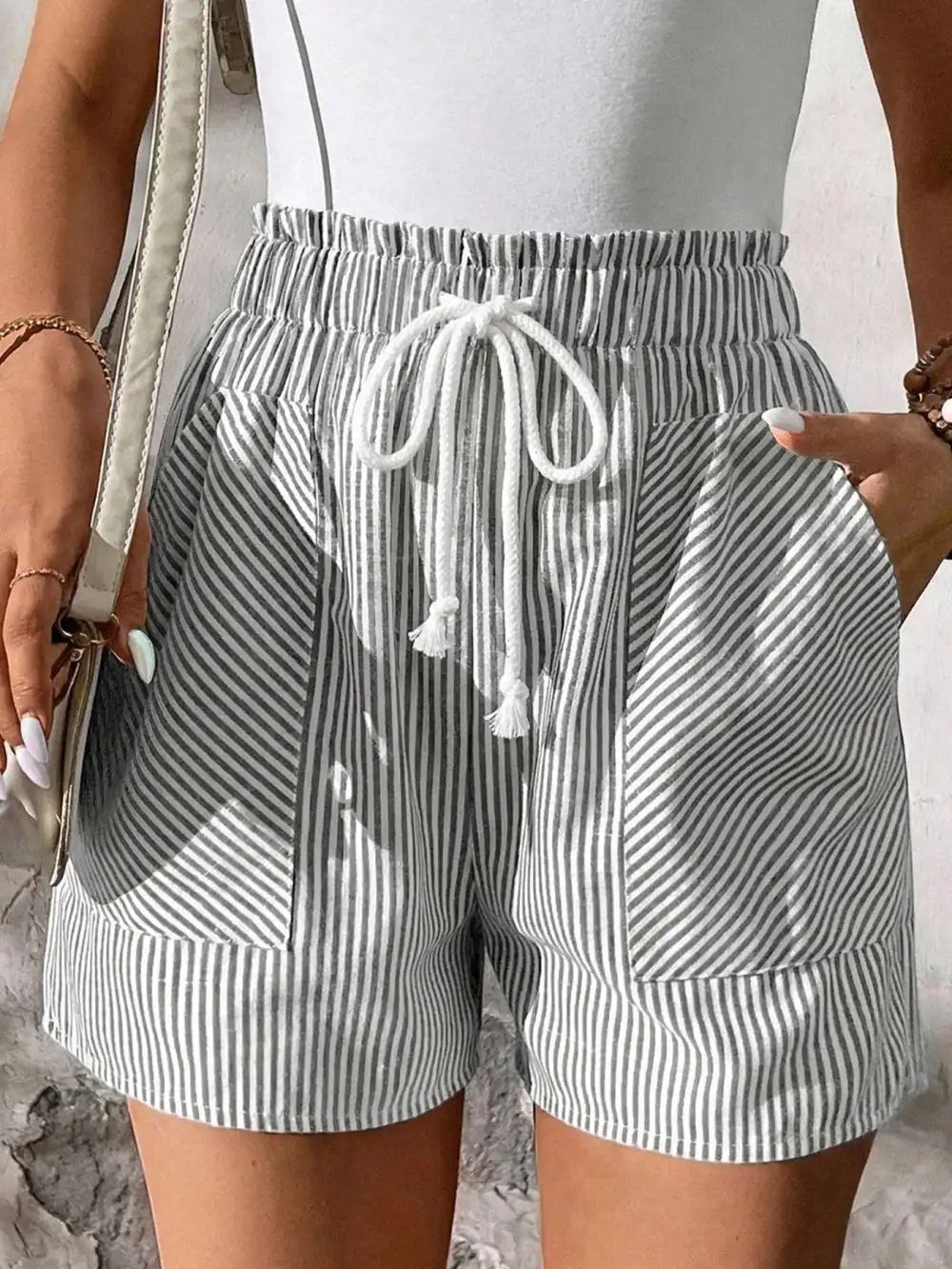 Elastic Waist Drawstring Waist Shorts
