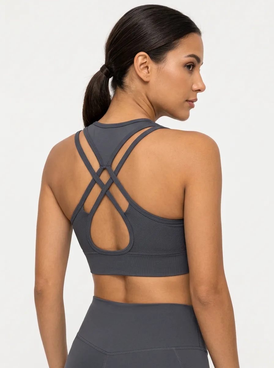 Women's Printed Strappy Crisscross Back Sports Bra