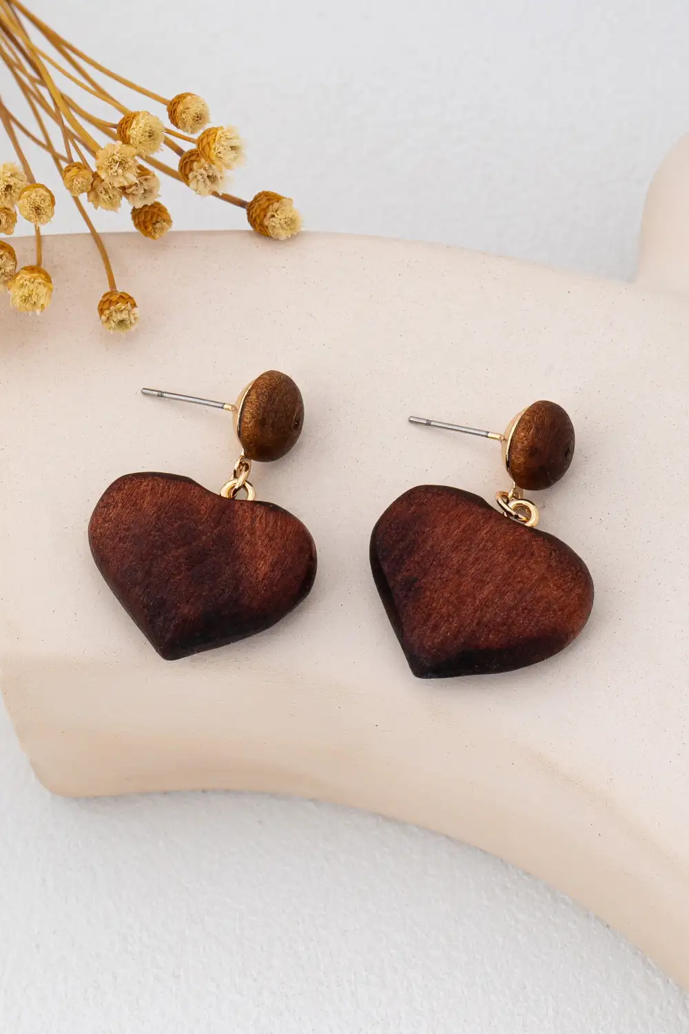 Wooden Heart Drop arrings