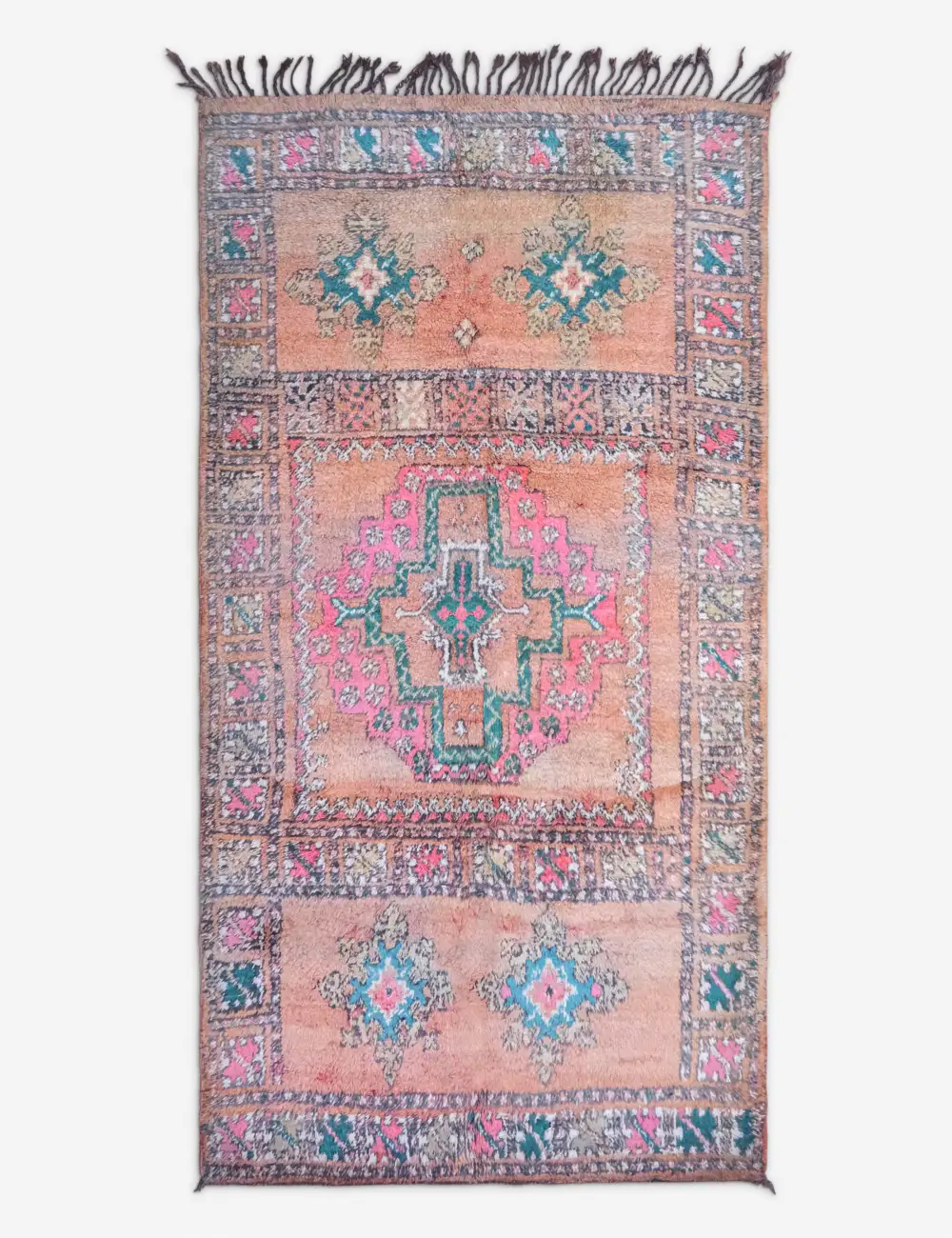 Distinctive Vintage Inspired Moroccan Inspired Hand Knotted Wool Area Rug