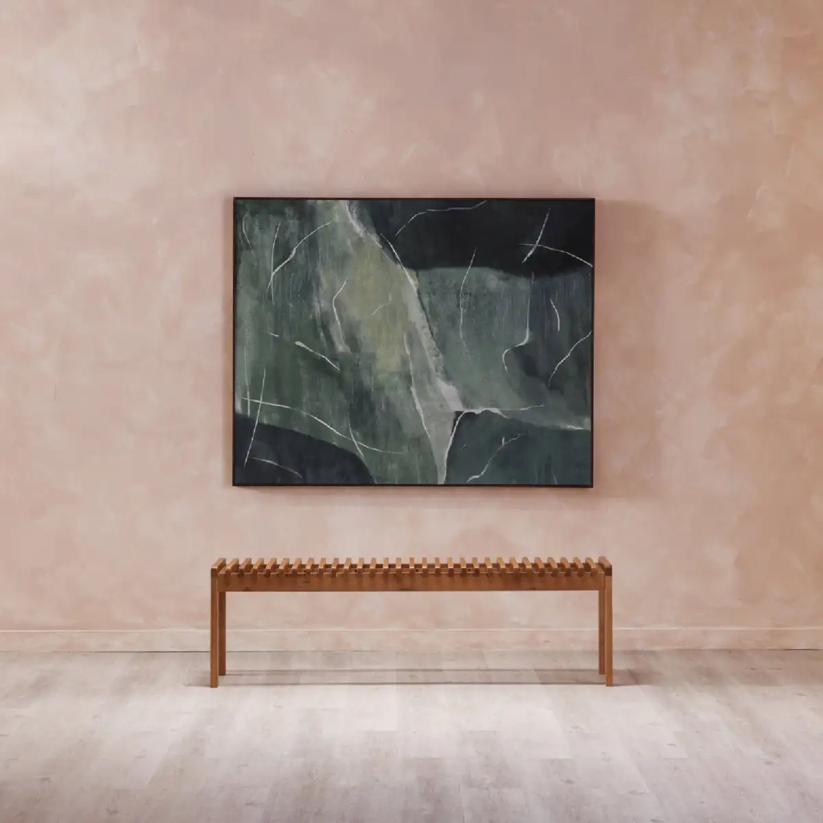 Slatted Wooden Accent Bench
