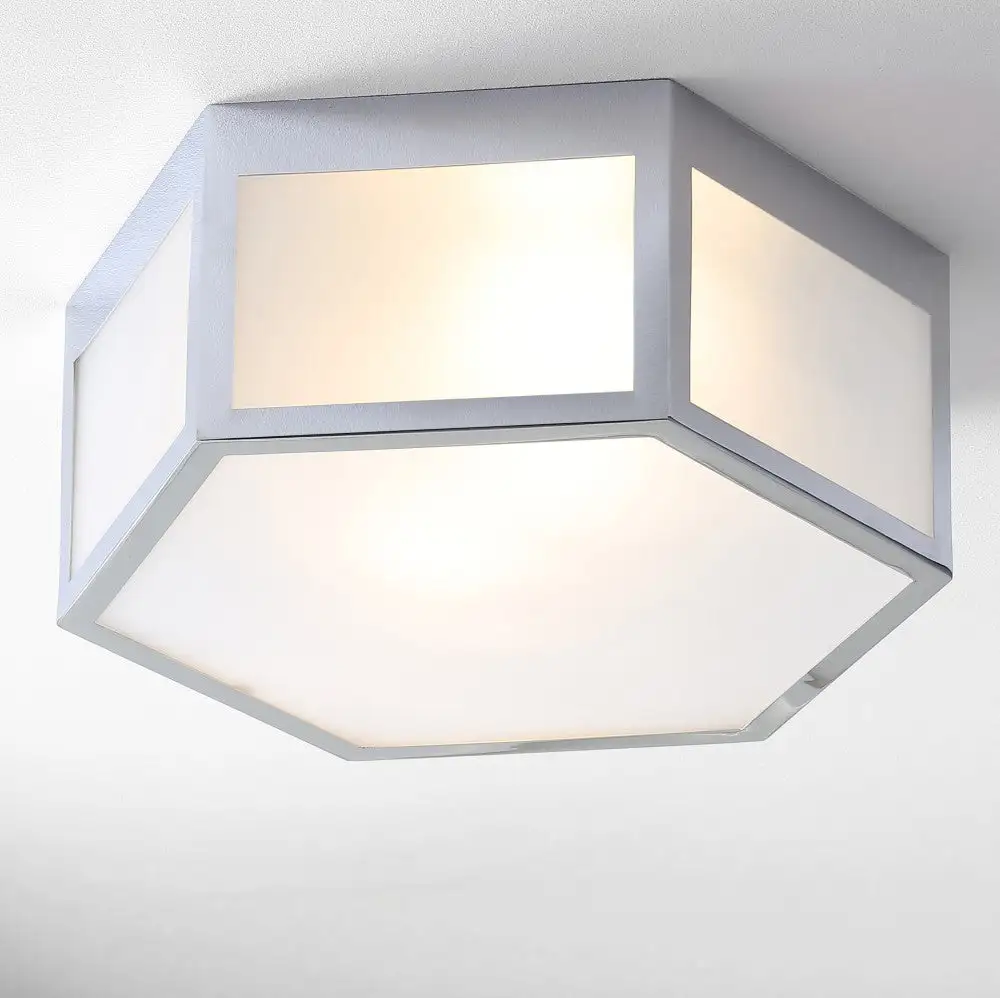 Hexagon Metal Frosted Glass LED Flush Mount