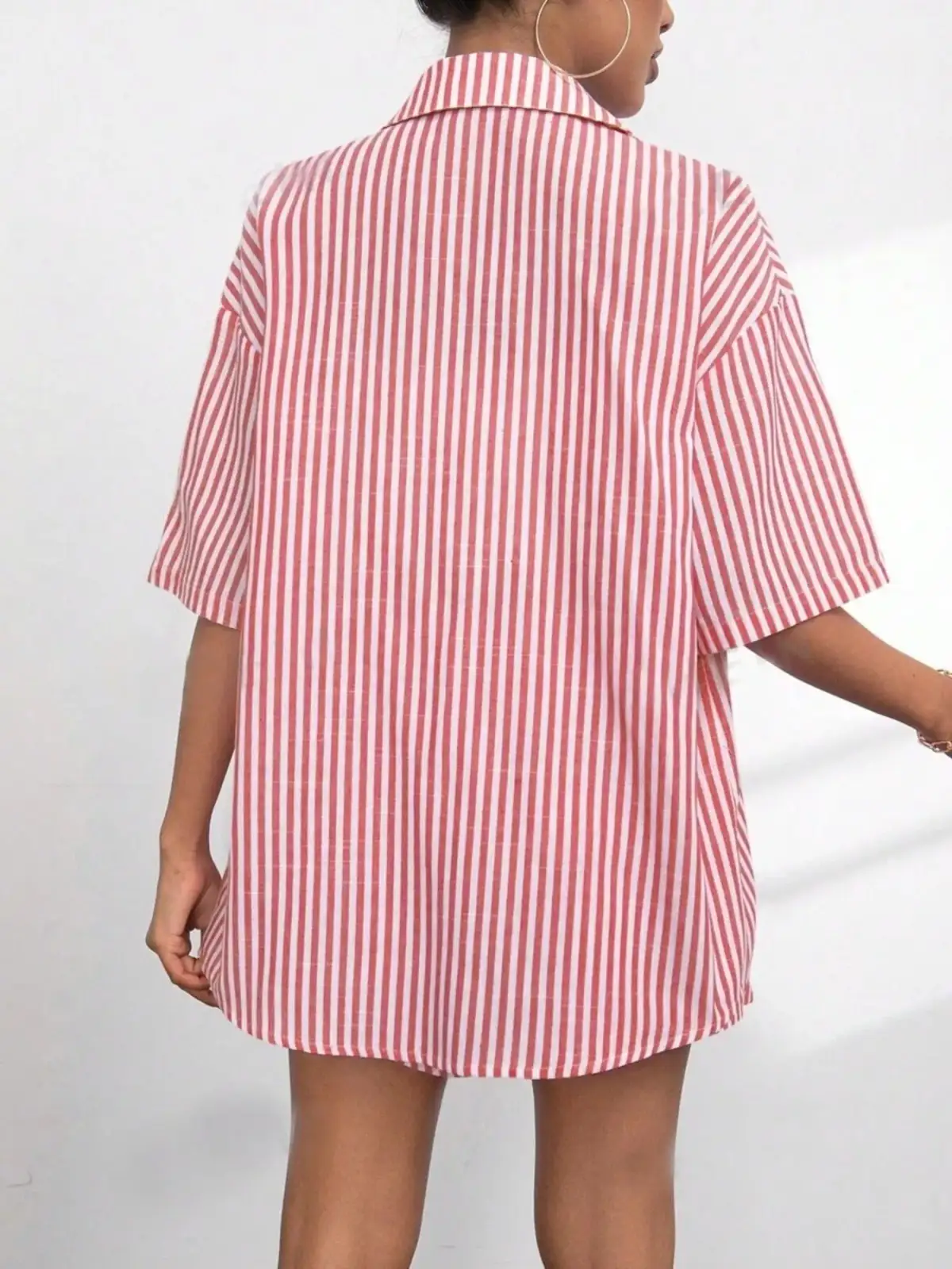 Refined Striped Shirt and Shorts Matching Set