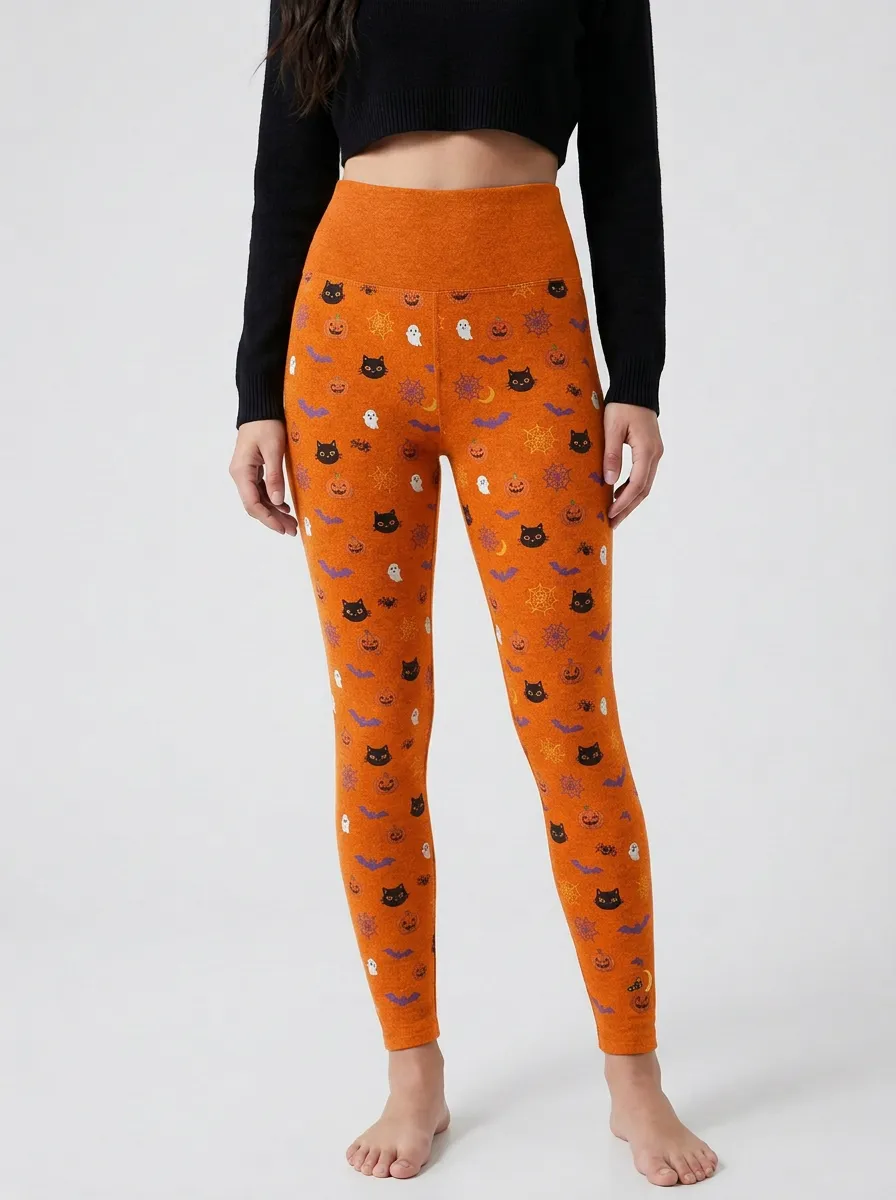 Women's Ravenwood Halloween Pumpkin Ghost Cat Leggings