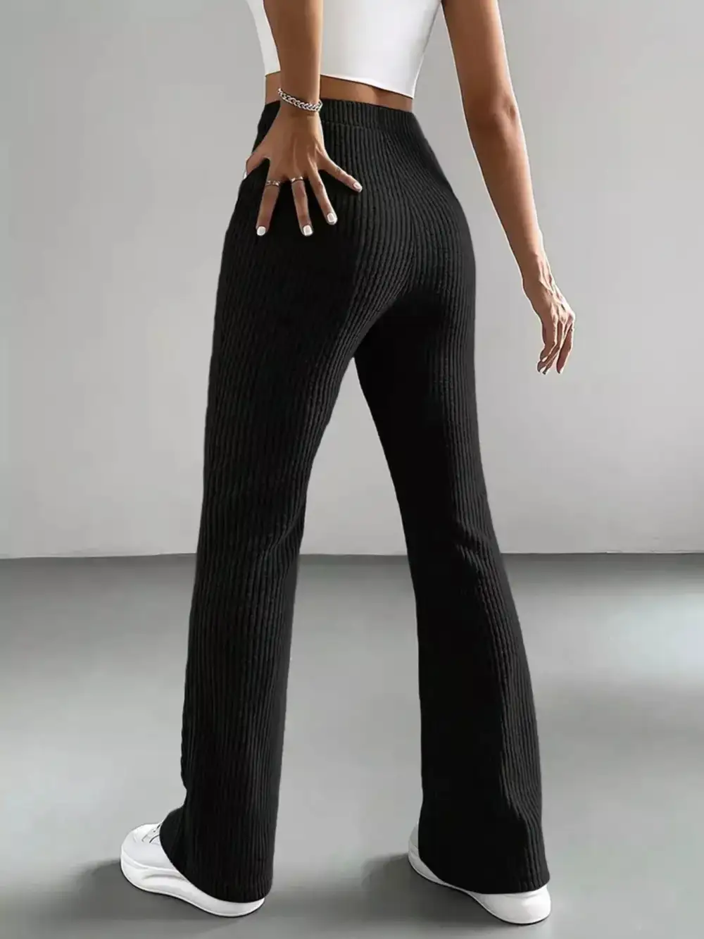High Waist Flared Casual Pants