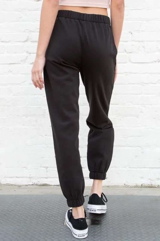 Black Elastic Waist Sweatpants