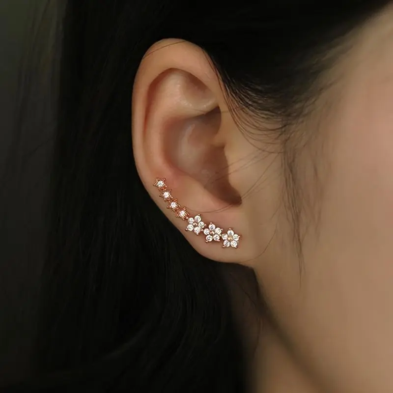 Flower And Star Single Row Earrings