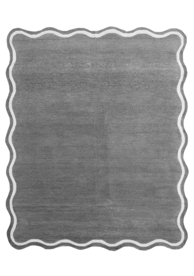 Hand Tufted Bordered Textured Wool Shaped Rug
