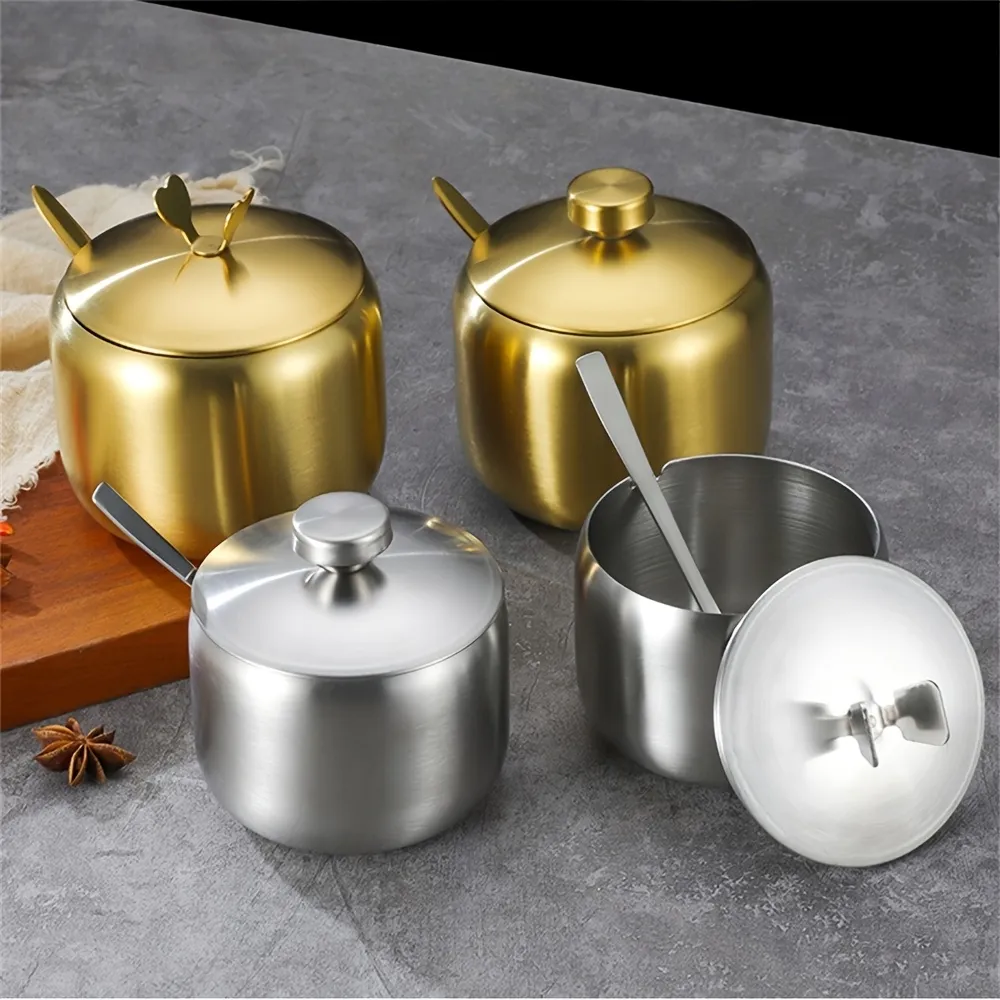 Metallic Texture Seasoning Storage Jar