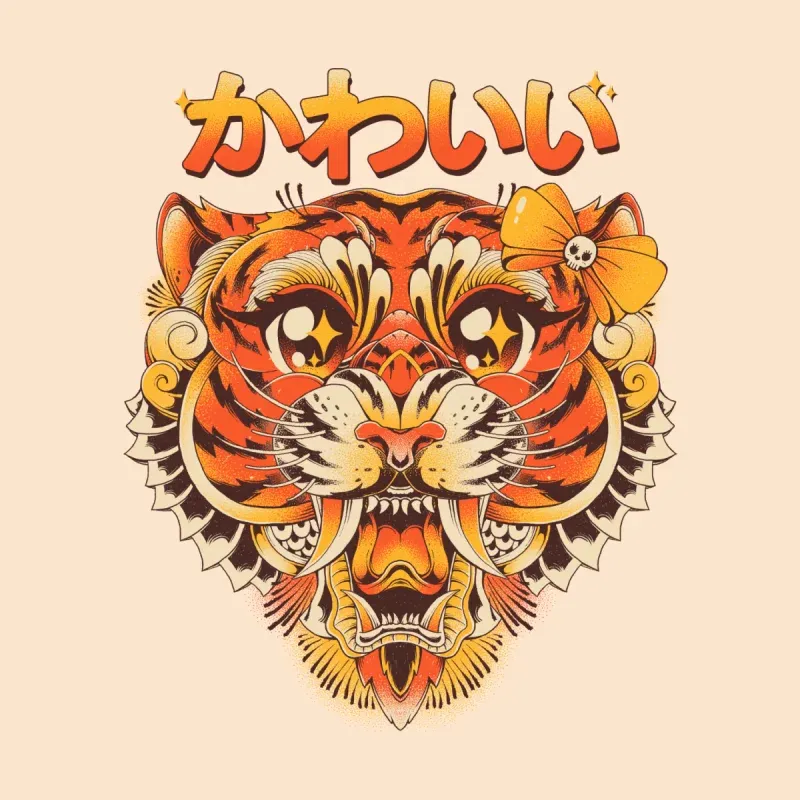 Men's Modern Kawaii Tiger Print Hoodie