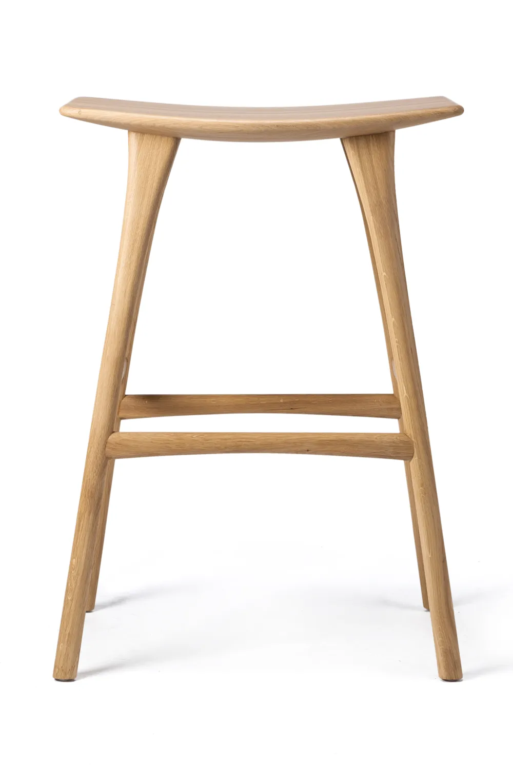 Backless Oak-Frame Bar Stool